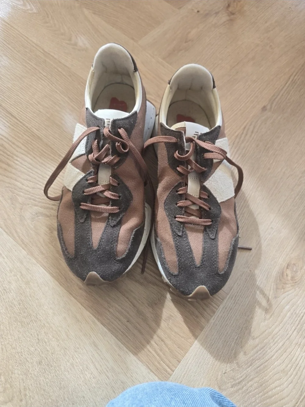 New Balance Brown and Tan Suede-Panel Sneakers